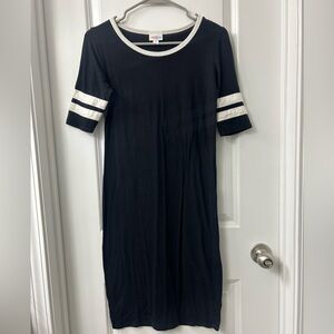 Lularoe Julia dress, black dress with white detail, size XS.